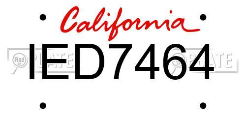 IED7464 California License Plate
