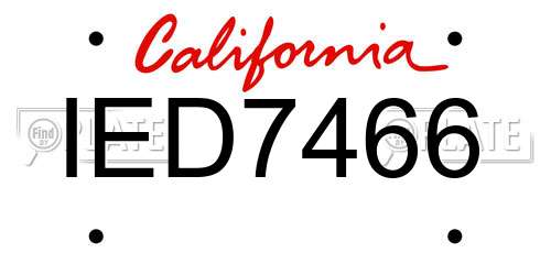 IED7466 California License Plate