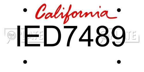 IED7489 California License Plate