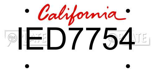 IED7754 California License Plate