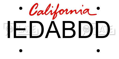 IEDABDD California License Plate