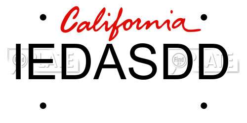 IEDASDD California License Plate
