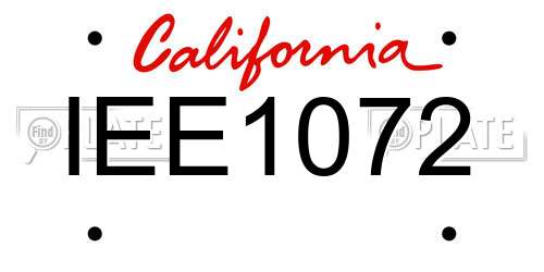 IEE1072 California License Plate