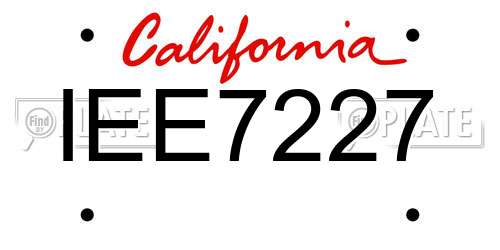 IEE7227 California License Plate