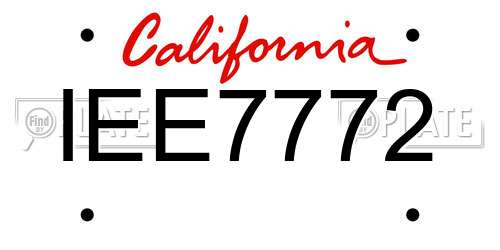 IEE7772 California License Plate