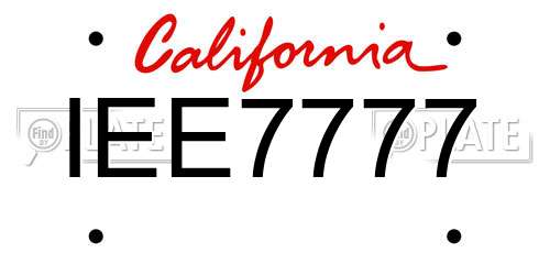 IEE7777 California License Plate