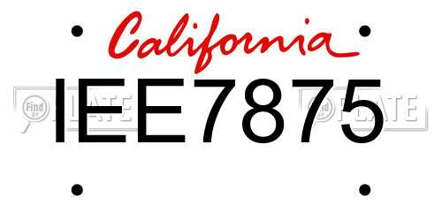 IEE7875 California License Plate