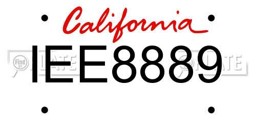 IEE8889 California License Plate