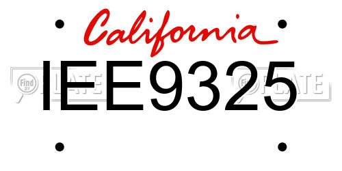 IEE9325 California License Plate