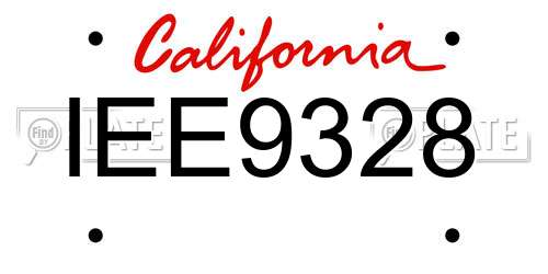 IEE9328 California License Plate