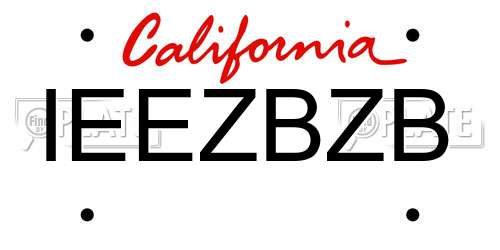 IEEZBZB California License Plate