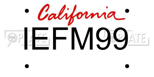 IEFM99 California License Plate