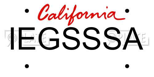 IEGSSSA California License Plate