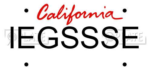 IEGSSSE California License Plate