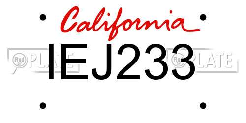 IEJ233 California License Plate