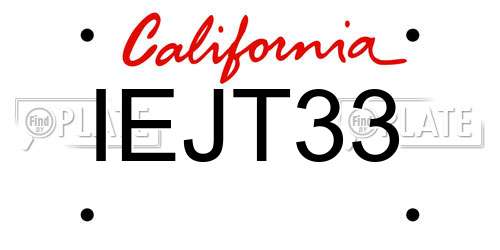 IEJT33 California License Plate