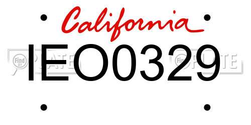 IEO0329 California License Plate