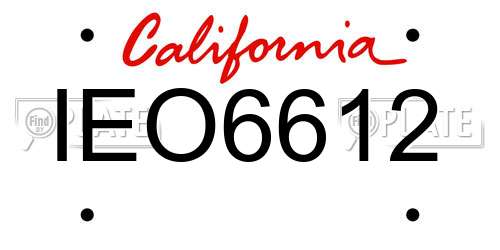 IEO6612 California License Plate