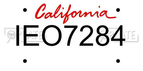 IEO7284 California License Plate
