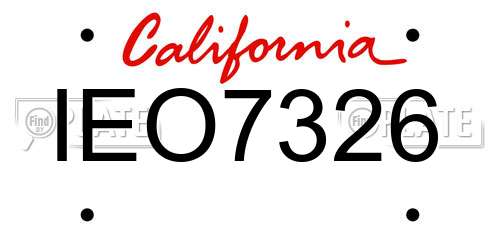 IEO7326 California License Plate
