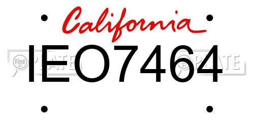 IEO7464 California License Plate