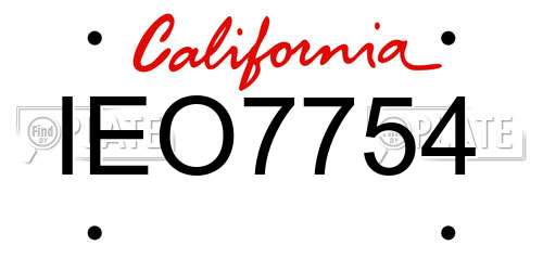 IEO7754 California License Plate