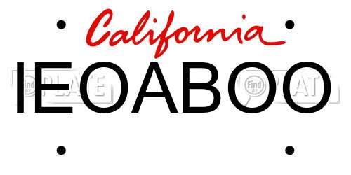 IEOABOO California License Plate