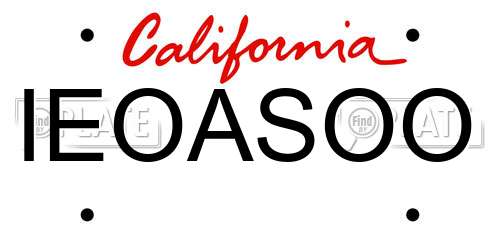 IEOASOO California License Plate