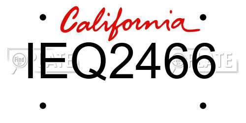 IEQ2466 California License Plate