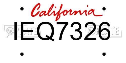 IEQ7326 California License Plate