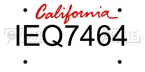 IEQ7464 California License Plate