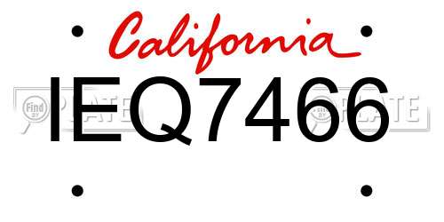 IEQ7466 California License Plate
