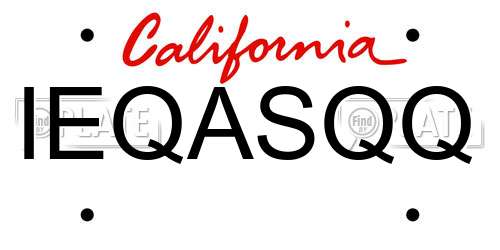 IEQASQQ California License Plate
