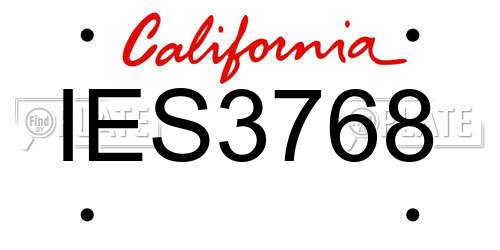 IES3768 California License Plate