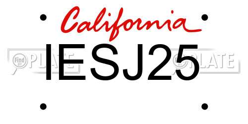 IESJ25 California License Plate