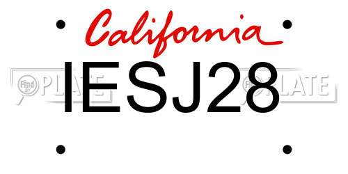 IESJ28 California License Plate