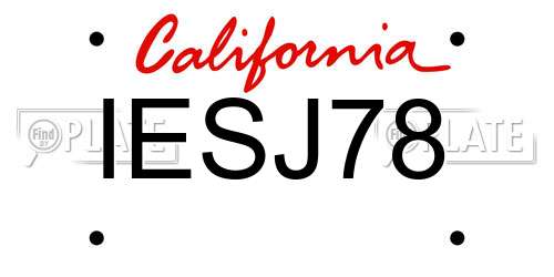 IESJ78 California License Plate