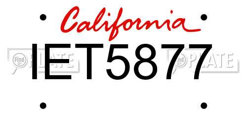 IET5877 California License Plate