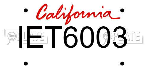 IET6003 California License Plate