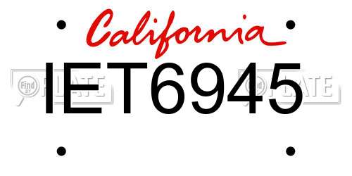 IET6945 California License Plate