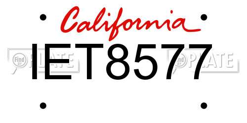IET8577 California License Plate