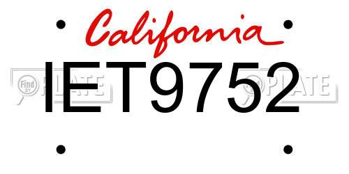 IET9752 California License Plate