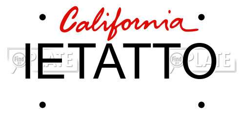 IETATTO California License Plate