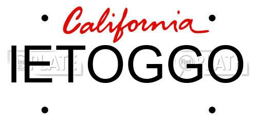 IETOGGO California License Plate