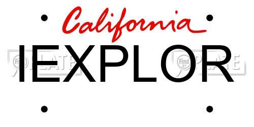 IEXPLOR California License Plate