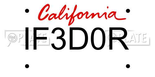 IF3D0R California License Plate