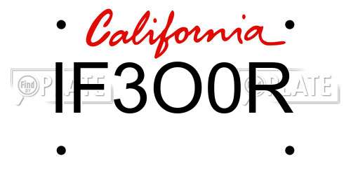 IF3O0R California License Plate