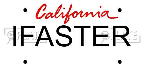 IFASTER California License Plate