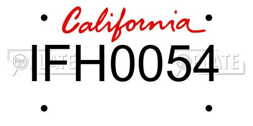 IFH0054 California License Plate