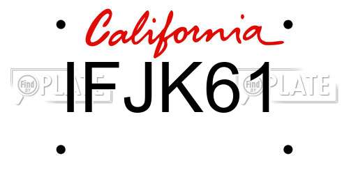 IFJK61 California License Plate